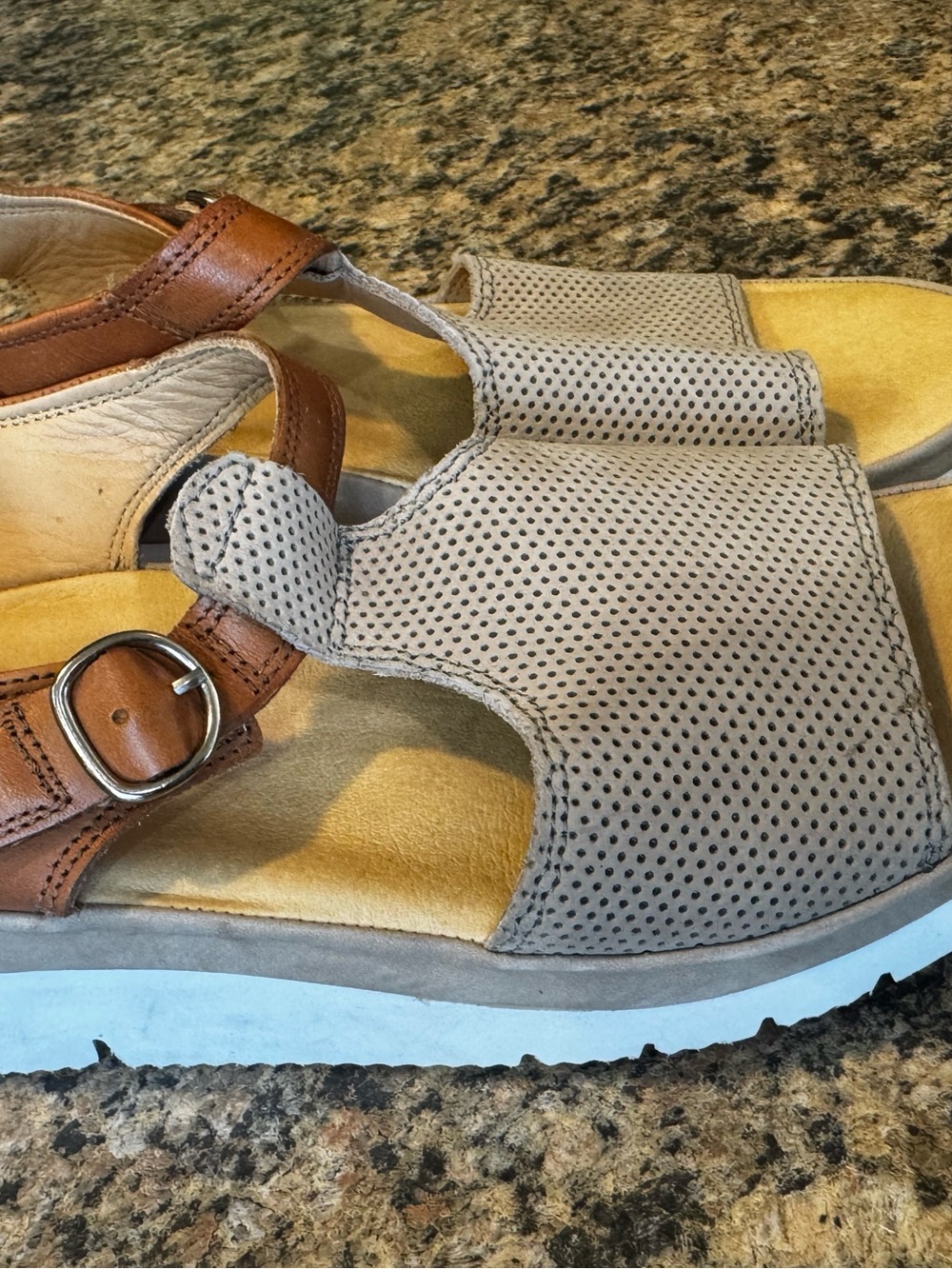 Samuel Hubbard Platform Women's 9.0 Portola T-Strap Taupe/Tan Leather Chunky Y2K